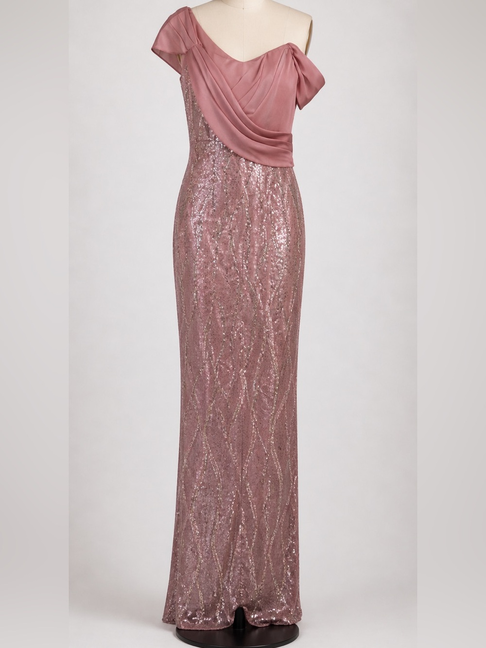 Theia One Shoulder Sequin Evening Gown Ballet Pink Formal Dress NWT Size 4
